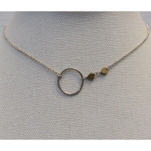 Silver Tone Dainty Necklace Minimalism Chic Discreet Day Collar Choker